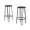 2 Pack Backless Bar Height Stools Dark Walnut Wood Seat Hairpin Legs Kitchen Dining